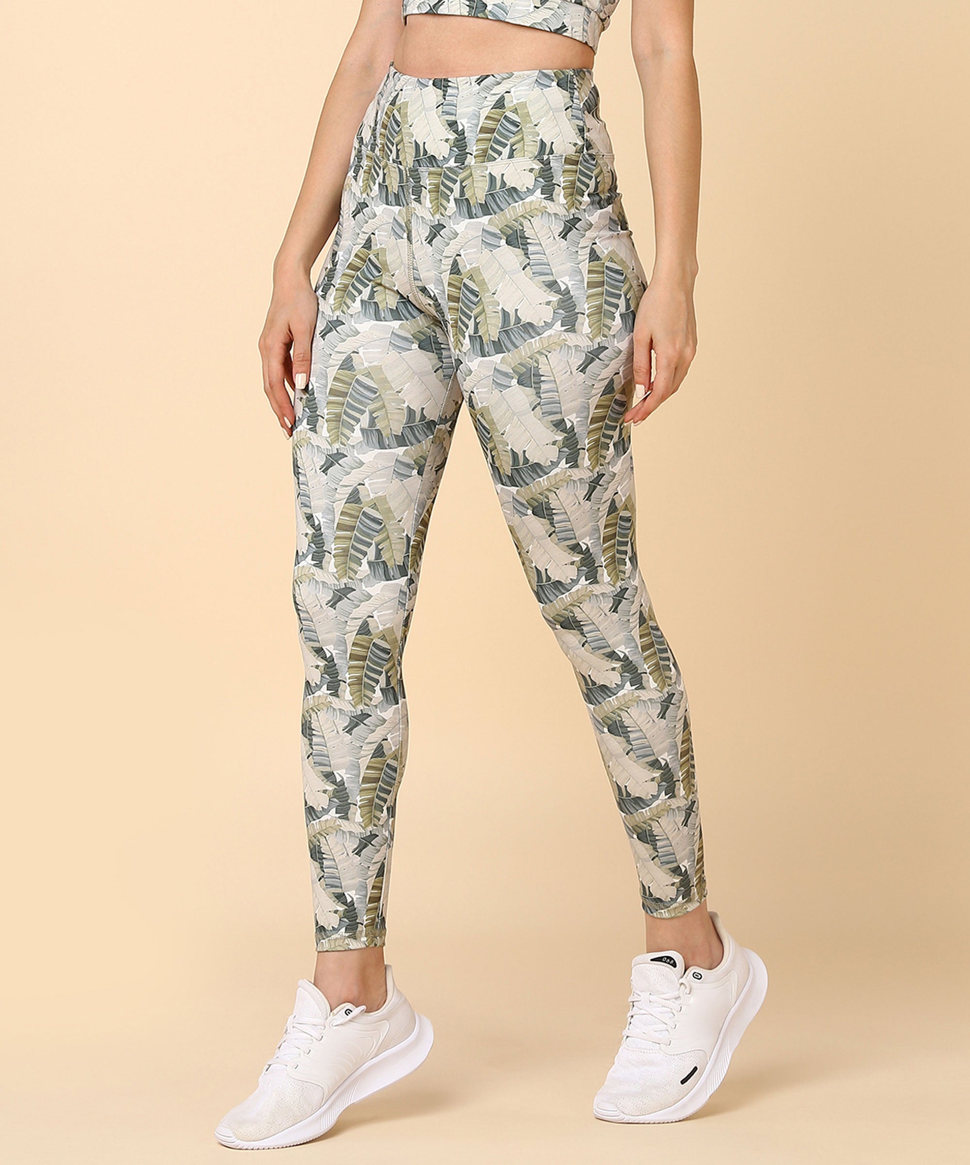 Green Leaf Printed Leggings