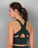 Cross Back Sports Bra - Bottle Green