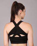 Cross Back Sports Bra - Black