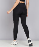 Solid Leggings with Back Zipper Pocket - Black