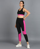Color Block Leggings - Black and Pink