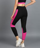 Color Block Leggings - Black and Pink