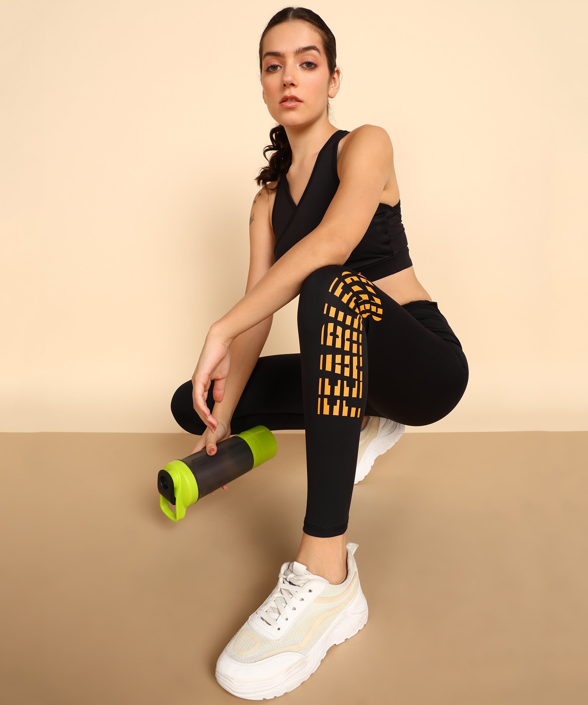 Fearless Leggings - Black and Orange