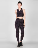 Cross Back Sports Bra - Black Camouflage