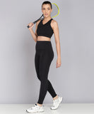 Solid Leggings with Back Zipper Pocket - Black