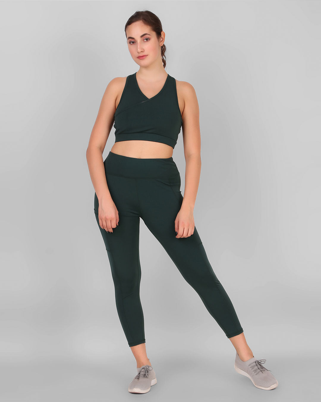 Cross Back Sports Bra - Bottle Green