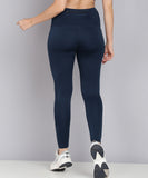 Solid Leggings with Back Zipper Pocket - Blue
