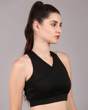 Cross Back Sports Bra - Black