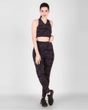 Cross Back Sports Bra - Black Camouflage