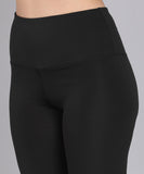 Solid Leggings with Back Zipper Pocket - Black