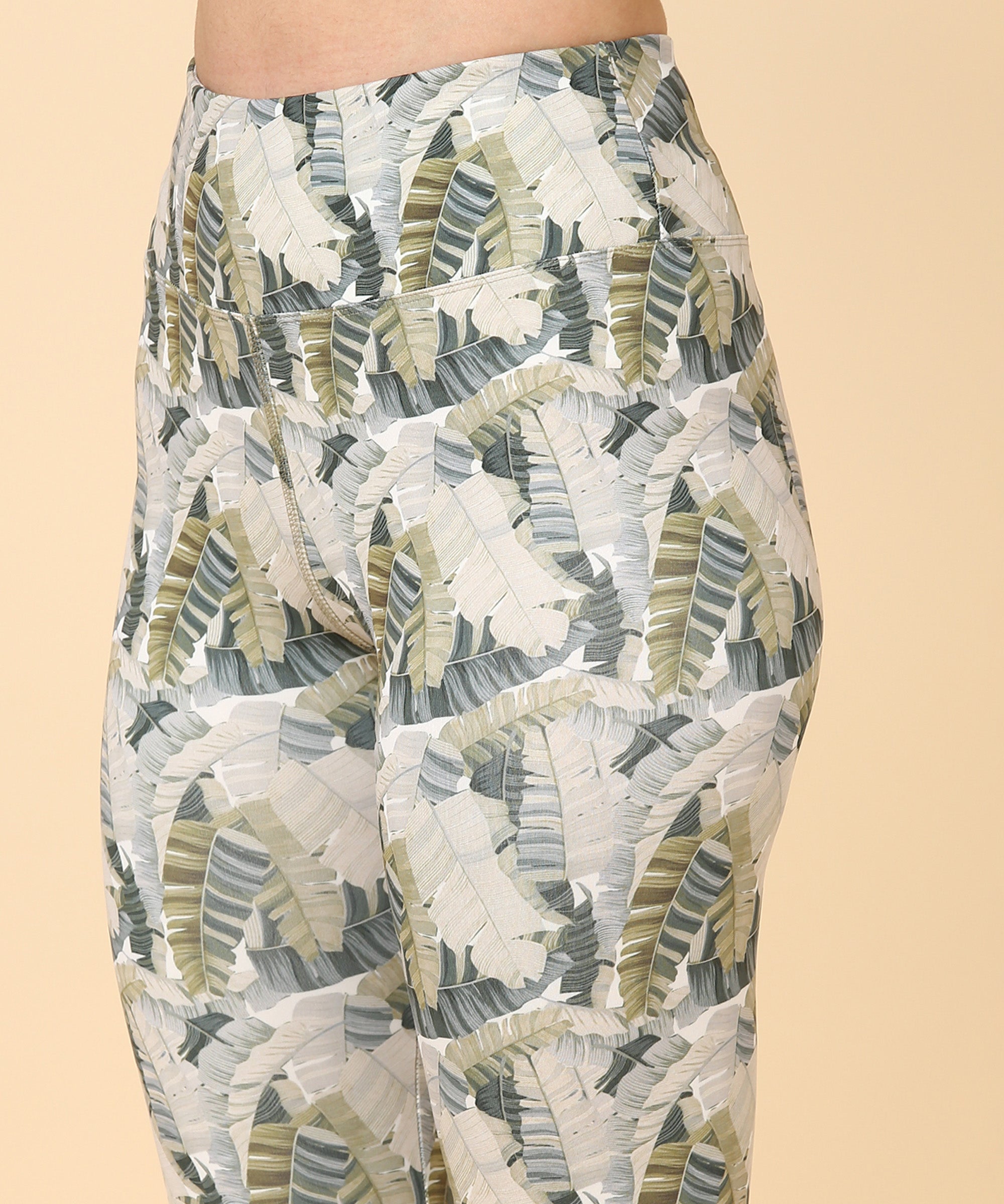 Green Leaf Printed Leggings