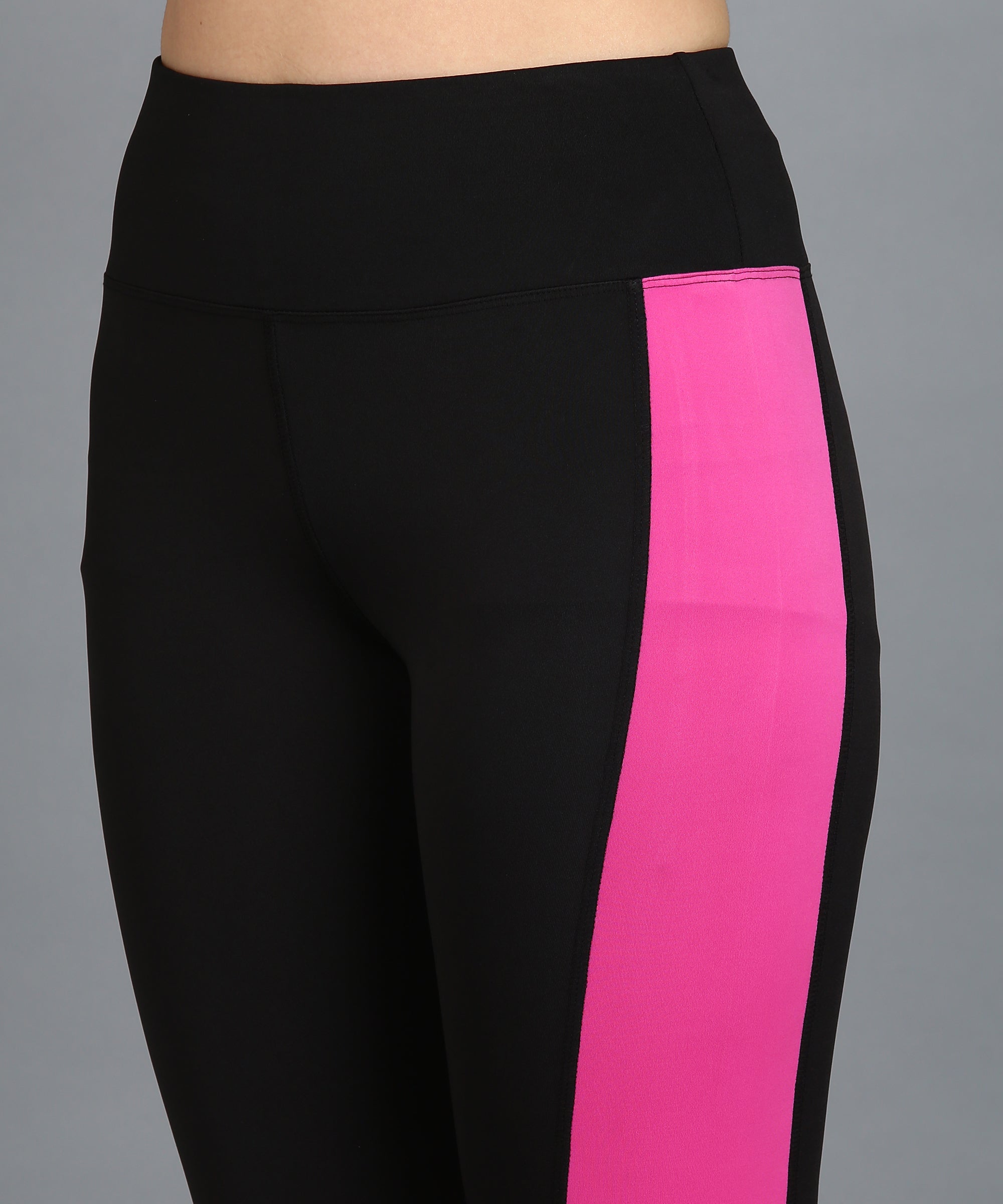 Color Block Leggings - Black and Pink
