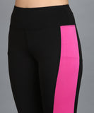Color Block Leggings - Black and Pink