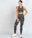 Cross Back Sports Bra – Grey Camouflage