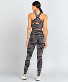 Cross Back Sports Bra – Grey Camouflage